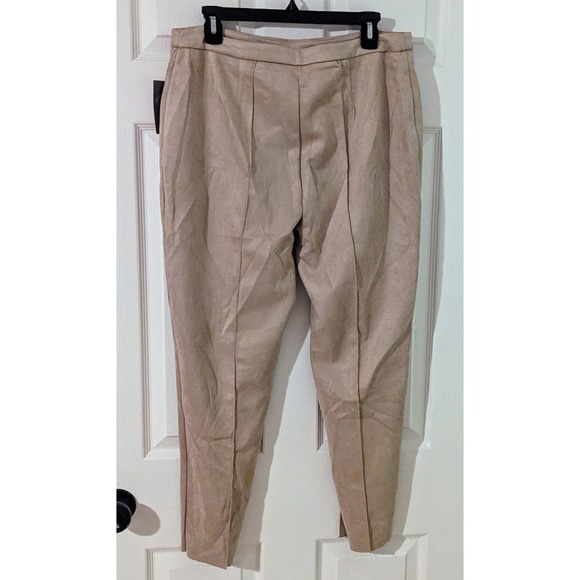 Vince Camuto Faux Suede Pants Pull On Stretch Career Casual Latte Large NWT $79 - Picture 6 of 11